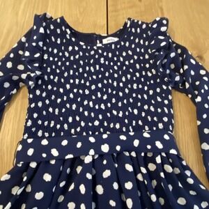 Speechless Navy White Polka Dot Girls Dress Size 16 Smocked Ruffle Fit & Flare